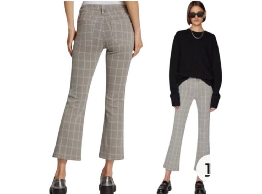 Frame Denim Le Crop Mini Boot Cut Pants Window Pane Plaid, size 27